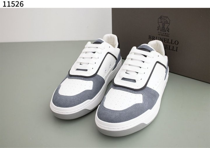 브루넬로 쿠치넬리 펀칭 패널 그레이니 레더 스니커즈