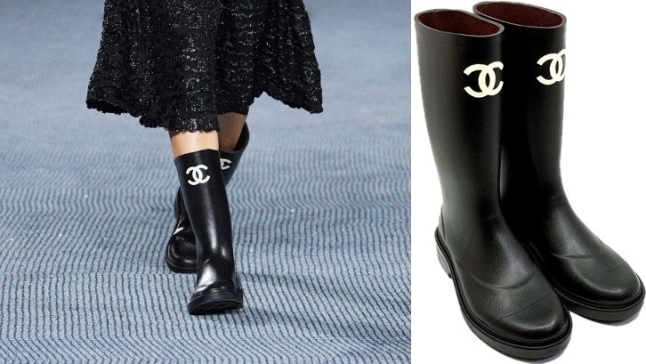 샤넬 여성 CC로고 러버 레인 부츠
