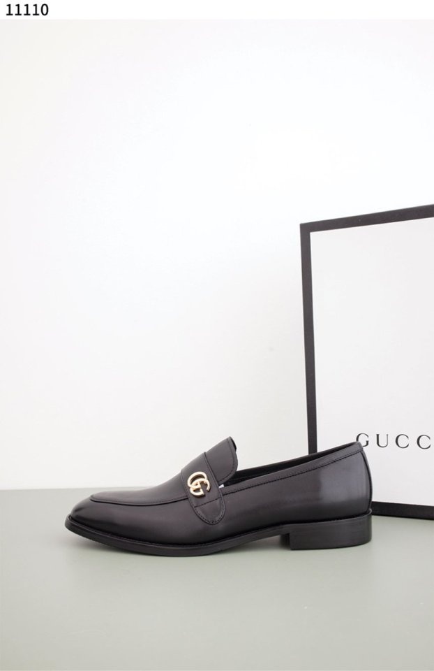 구찌 블랙 레더  더블 G 크리퍼 로퍼
