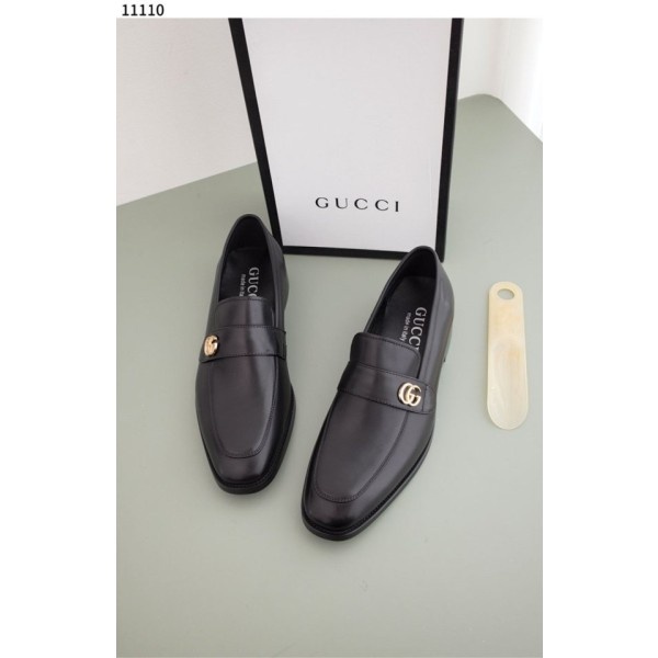 구찌 블랙 레더  더블 G 크리퍼 로퍼