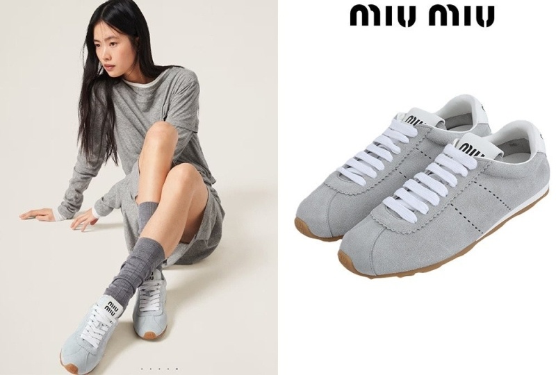 미우미우 여성 플룸 스웨이드 스니커즈 - 2 Color