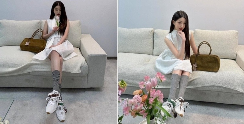 미우미우 여성 플룸 스웨이드 스니커즈 - 2 Color