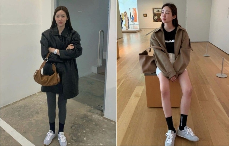 미우미우 여성 플룸 스웨이드 스니커즈 - 2 Color