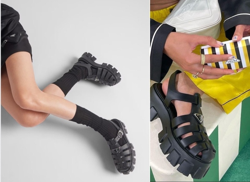 프라다 여성 러버 모놀리스 샌들