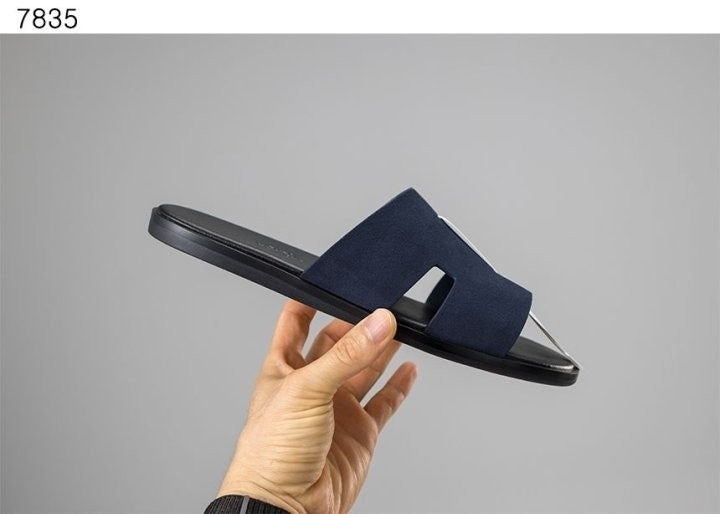 에르메스 남성 이즈미르 스웨이드 샌들 - 블랙