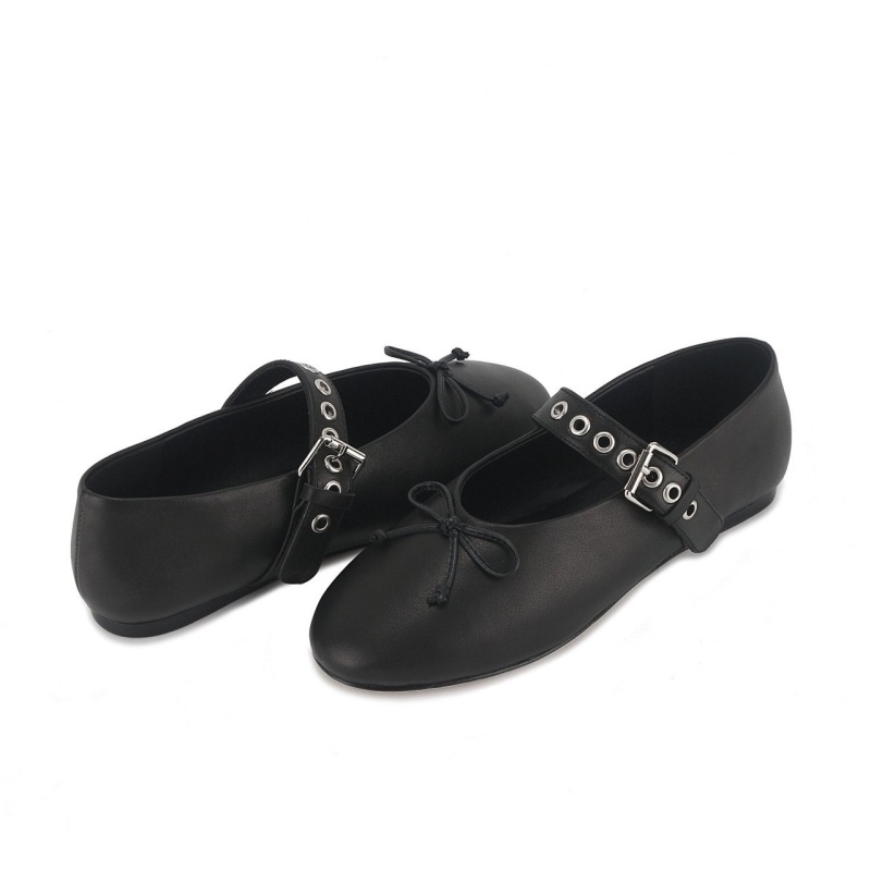 미우미우 가죽 발레리나 플랫 슈즈