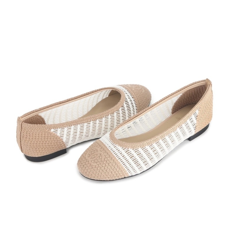 샤넬 라피아 발레리나 플랫슈즈 - 2 Color
