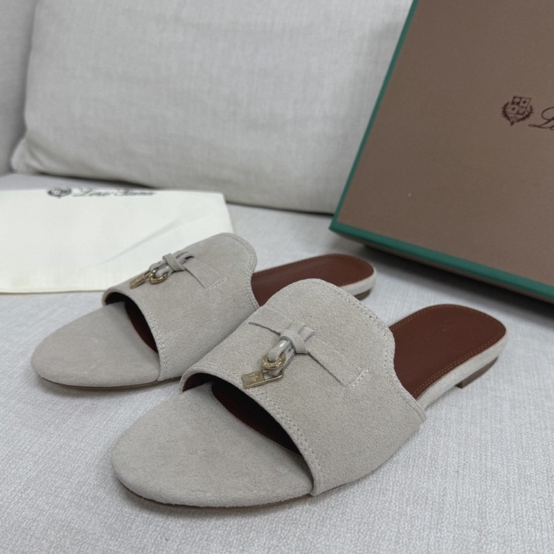 로로피아나 썸머 참스 스웨이드 샌들 뮬 슬리퍼