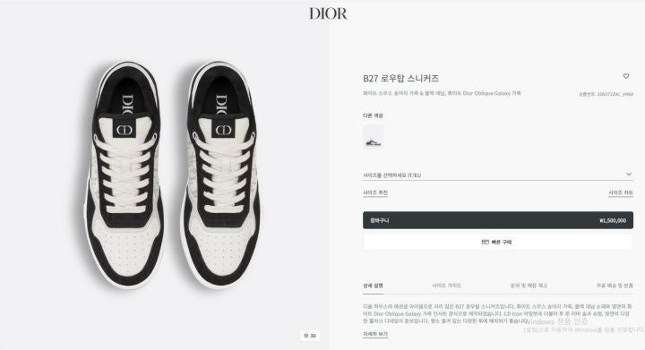 디올 B27 로우탑 스니커즈