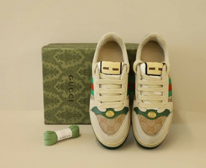 구찌 웹 스크리너 스니커즈 - 베이지