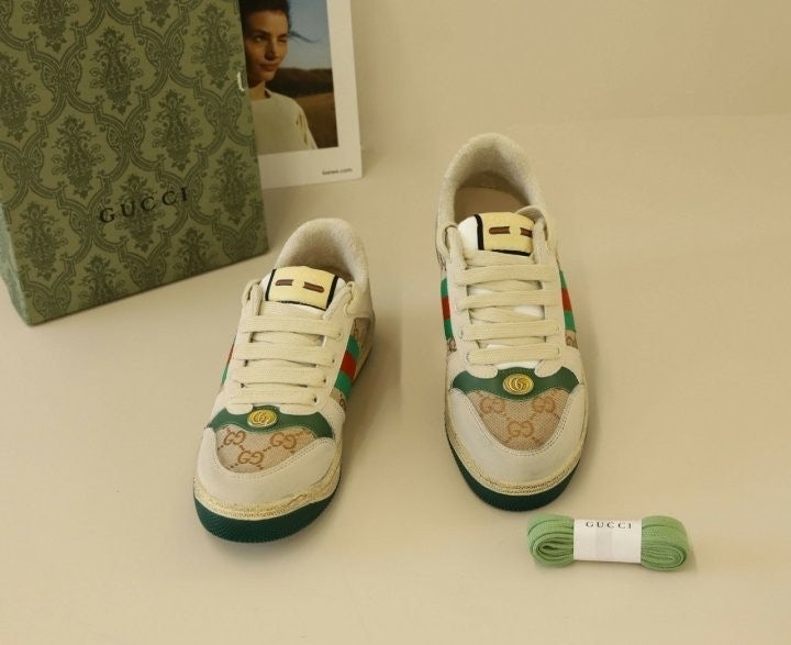 구찌 웹 스크리너 스니커즈 - 베이지