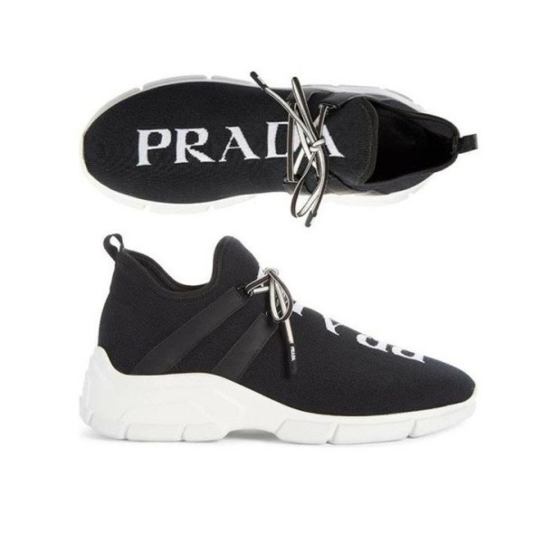 프라다 로고 니트 스니커즈