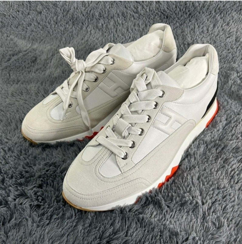 에르메스 트레일 남성 스니커즈 화이트 오렌지