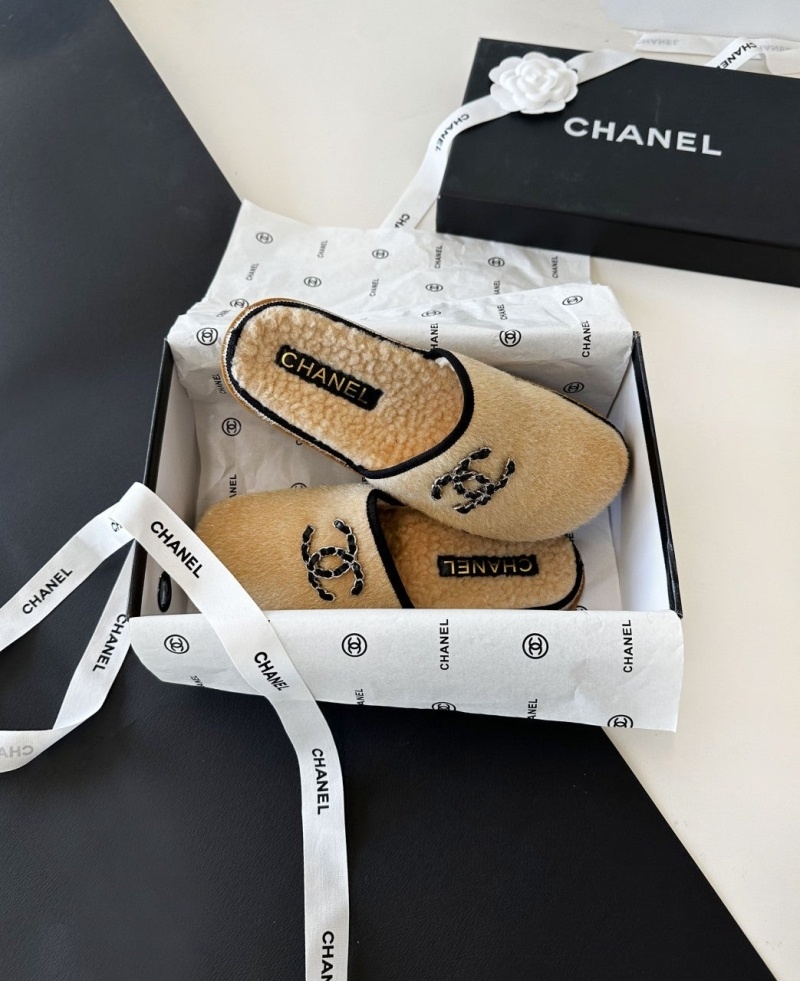 샤넬 cc로고 송치 양털 뮬