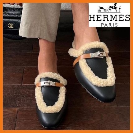 에르메스 OZ 켈리 램스울 시어링 뮬 - 2 Color