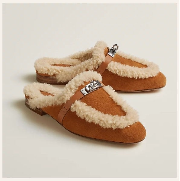 에르메스 OZ 켈리 램스울 시어링 뮬 - 2 Color