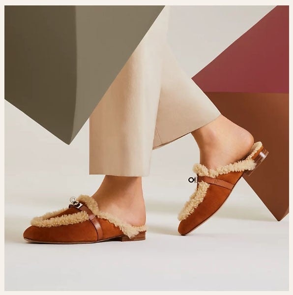 에르메스 OZ 켈리 램스울 시어링 뮬 - 2 Color