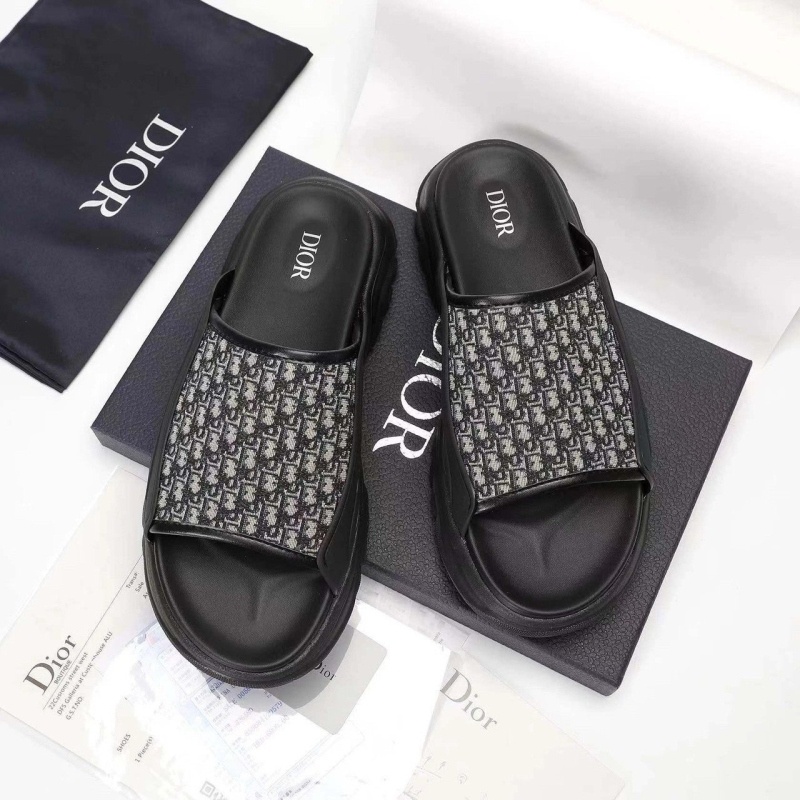 디올 H 타운 샌들 블랙 러버 베이지 블랙 디올 오블리크 자카드