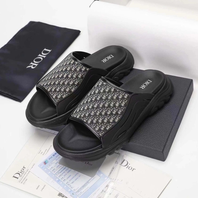 디올 H 타운 샌들 블랙 러버 베이지 블랙 디올 오블리크 자카드