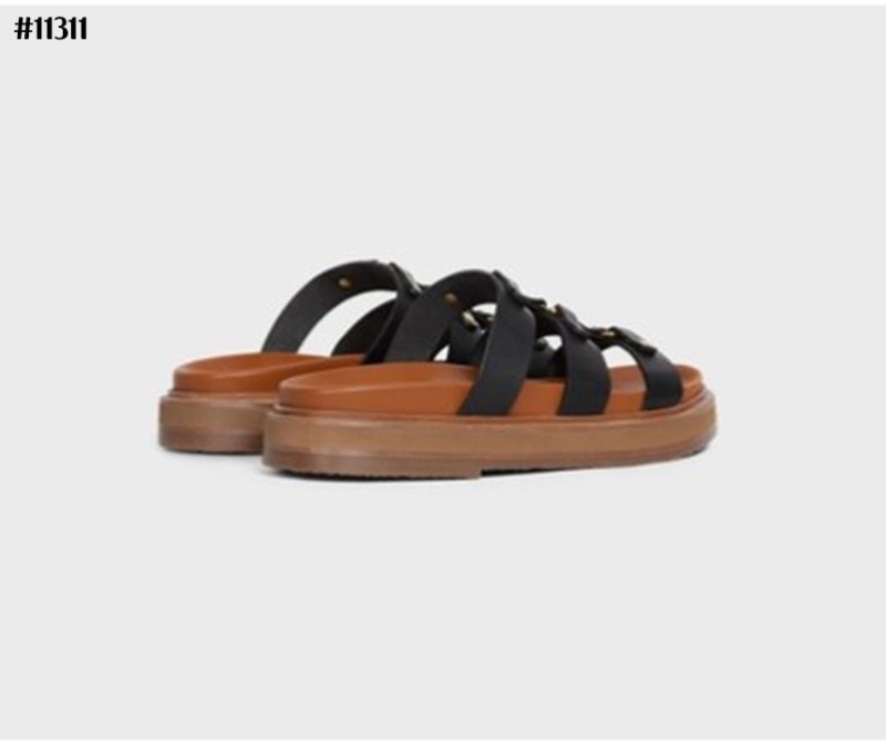 셀린느 티피 슬라이드 - 베제탈 태닝 카프스킨 탠 슬리퍼 샌들