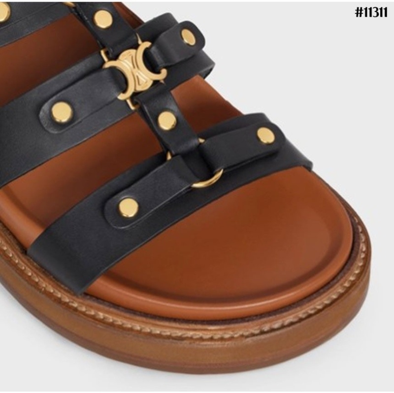 셀린느 티피 슬라이드 - 베제탈 태닝 카프스킨 탠 슬리퍼 샌들