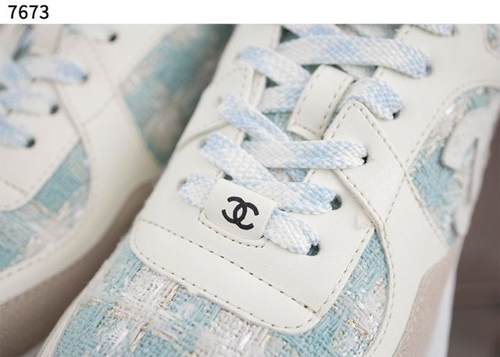 샤넬 코튼 트위드 스웨이드 스니커즈