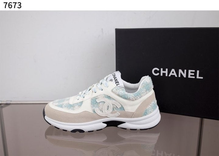 샤넬 코튼 트위드 스웨이드 스니커즈