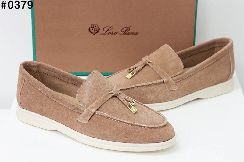 로로피아나 썸머 참스 워크 스웨이드 로퍼 - 브라운