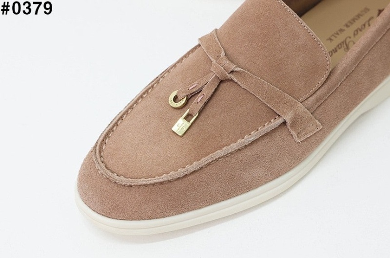 로로피아나 썸머 참스 워크 스웨이드 로퍼 - 브라운