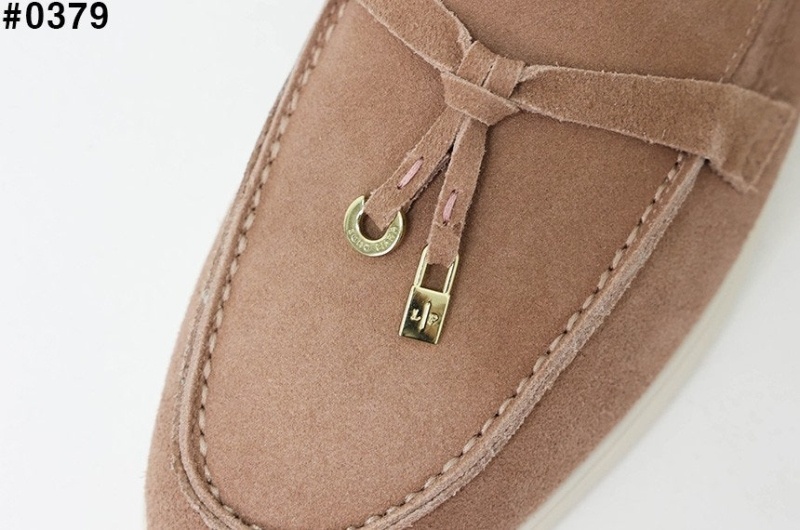 로로피아나 썸머 참스 워크 스웨이드 로퍼 - 브라운