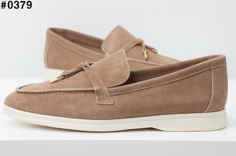 로로피아나 썸머 참스 워크 스웨이드 로퍼 - 브라운