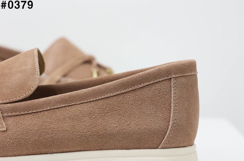 로로피아나 썸머 참스 워크 스웨이드 로퍼 - 브라운