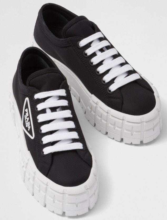 프라다 더블 휠 나일론 개버딘 스니커즈 블랙 화이트