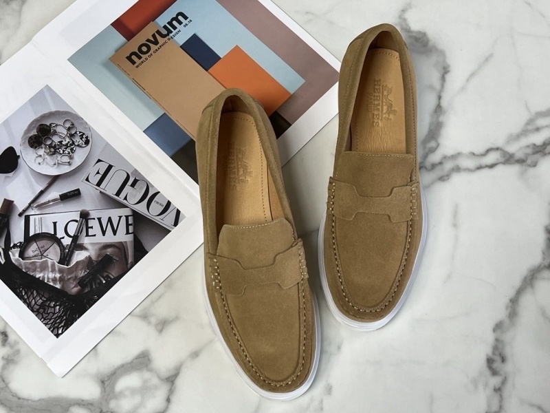 에르메스 기욤 남성 로퍼 스웨이드 베이지