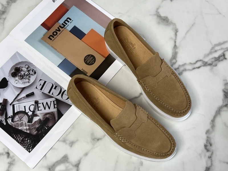 에르메스 기욤 남성 로퍼 스웨이드 베이지