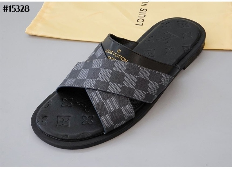 루이비통 남성 다미에 레더 슬라이드