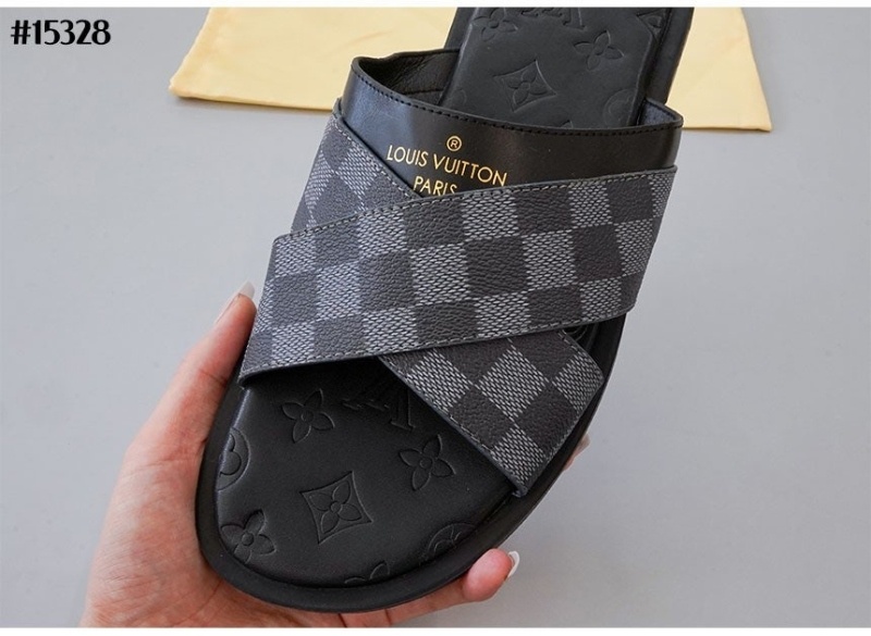 루이비통 남성 다미에 레더 슬라이드