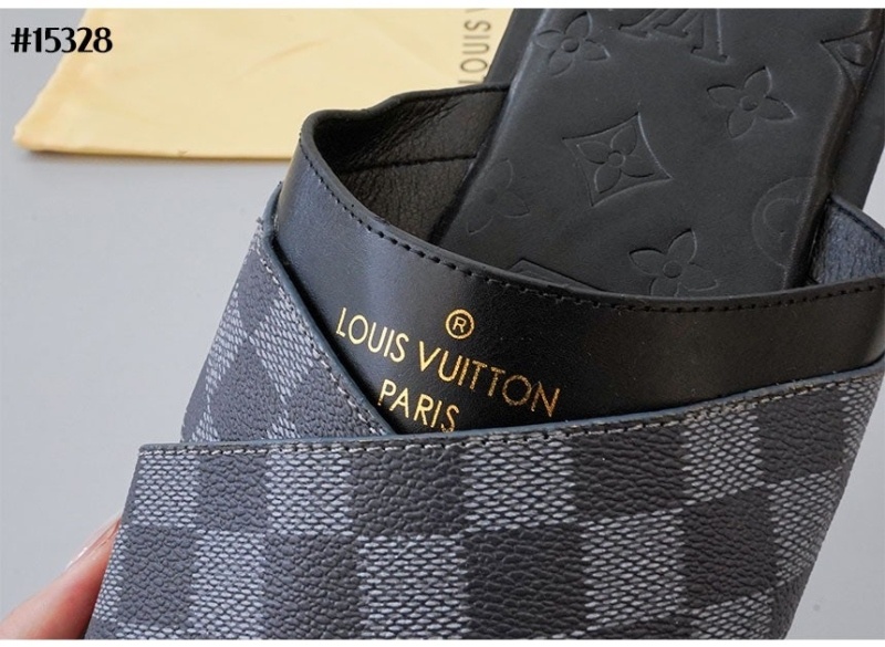 루이비통 남성 다미에 레더 슬라이드