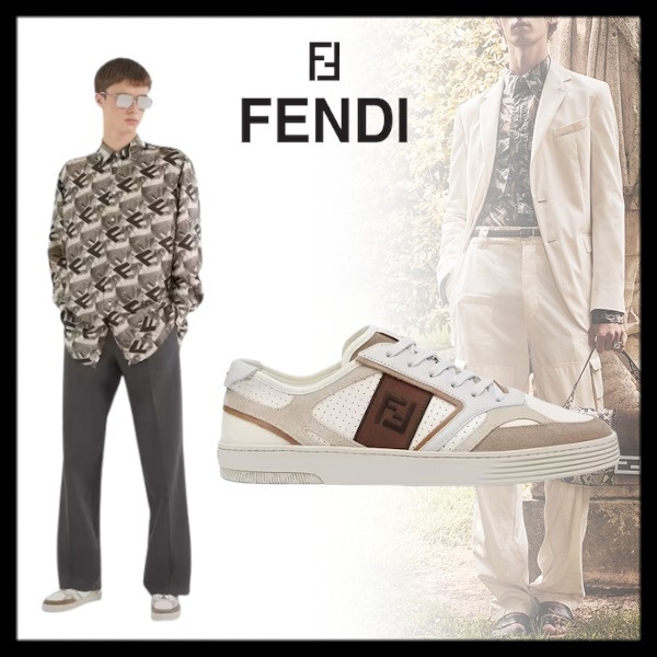 펜디 스텝 레더 베이지 스니커즈