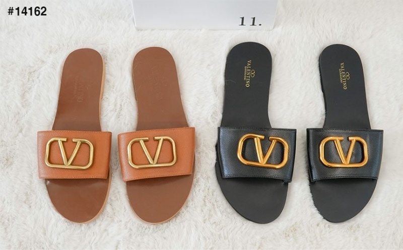 발렌티노 카프스킨 포인트 V로고 시그니처 슬라이드 슬리퍼 - 2 Color