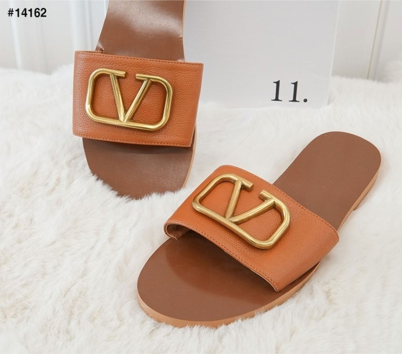 발렌티노 카프스킨 포인트 V로고 시그니처 슬라이드 슬리퍼 - 2 Color