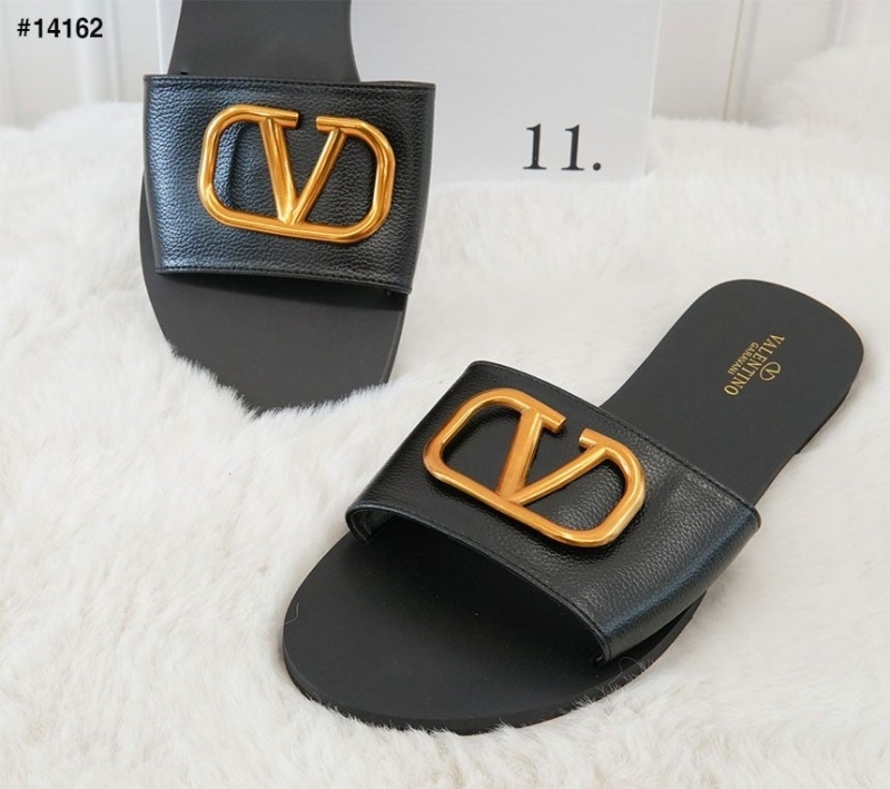 발렌티노 카프스킨 포인트 V로고 시그니처 슬라이드 슬리퍼 - 2 Color