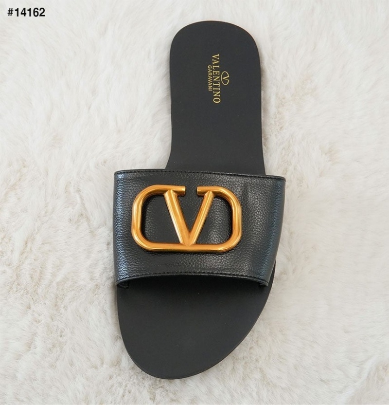 발렌티노 카프스킨 포인트 V로고 시그니처 슬라이드 슬리퍼 - 2 Color