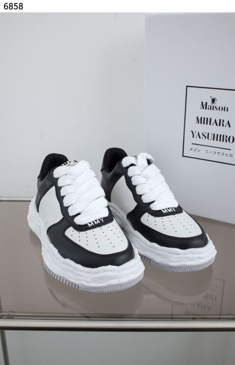 메종 미하라 야스히로 MMY 수입고급 웨인 OG 솔 레더 로우탑 스니커즈