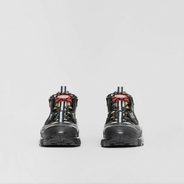 버버리 빈티지 체크 코튼 레더 스니커즈