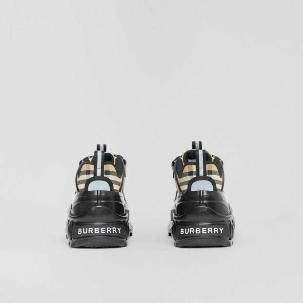 버버리 빈티지 체크 코튼 레더 스니커즈