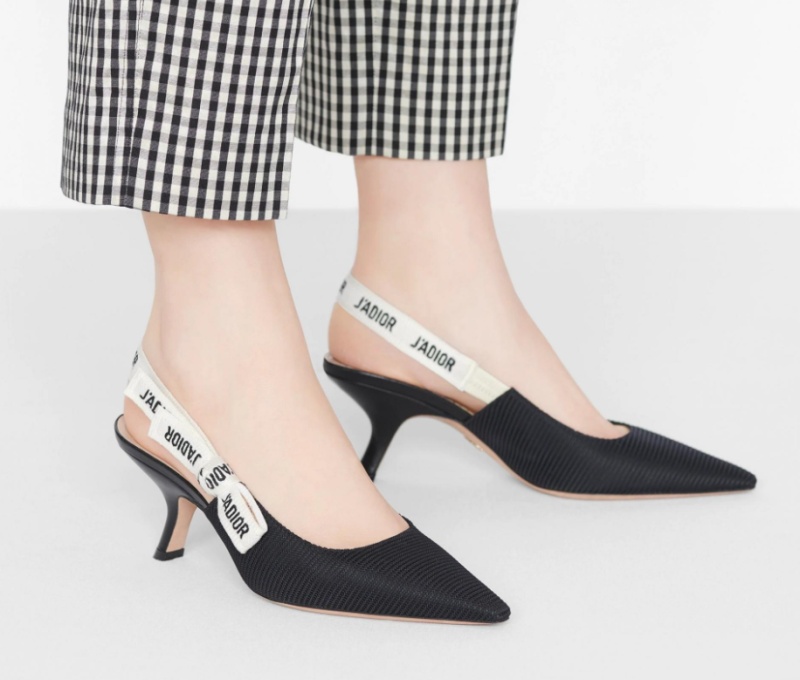 디올 자디올 슬링백 펌프스 테크니컬 패브릭 블랙