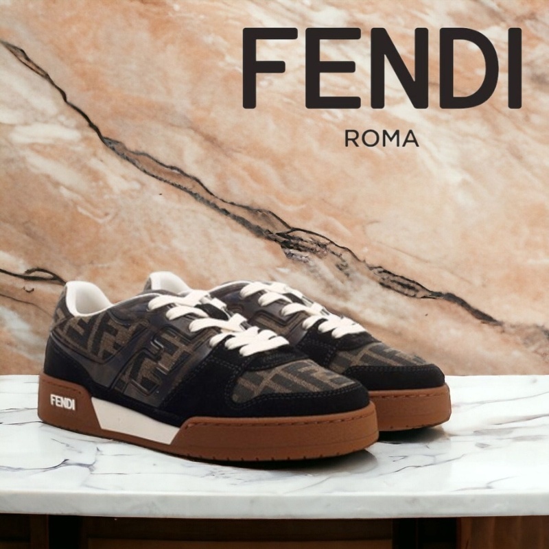 펜디 매치 블랙 스웨이드 캔버스 로우탑