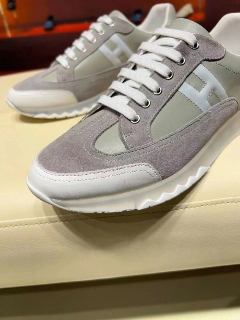 에르메스 트레일 스니커즈 카프스킨 & 멀티컬러 그리 쿼츠