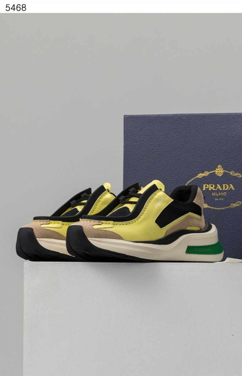 프라다 바이크 패브릭 스웨이드 엘리먼츠 브러쉬드 레더 스니커즈